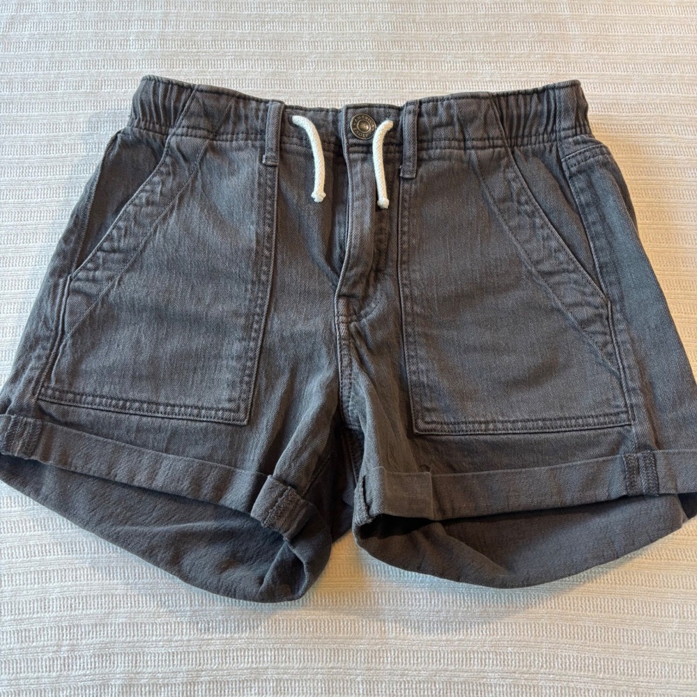 American Eagle Women 0 Black Utility Shorts Elastic Waist Drawstring Cuffed Hem